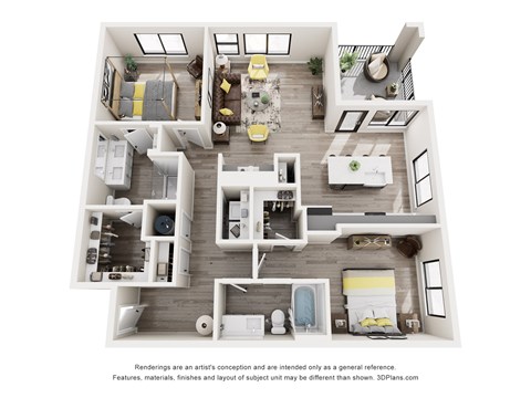 Floor plan for 2 beds, 2 baths, 1314 sqft